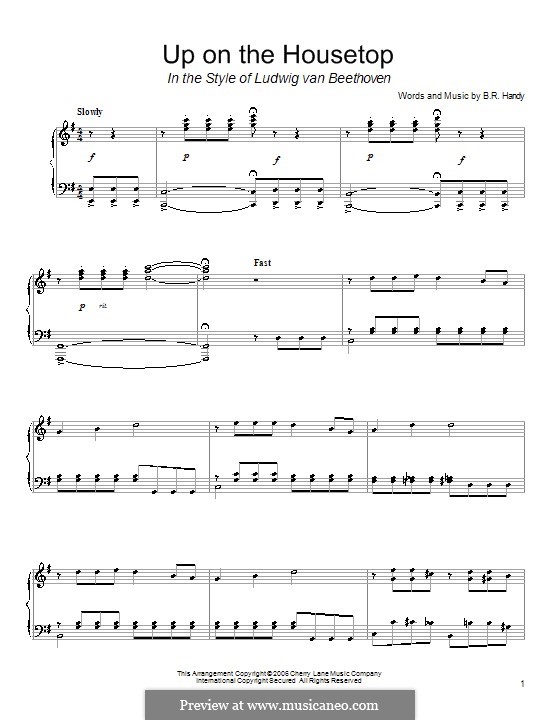 Up on the House Top: For piano (in the style of Ludwig van Beethoven) by Benjamin Russel Hanby