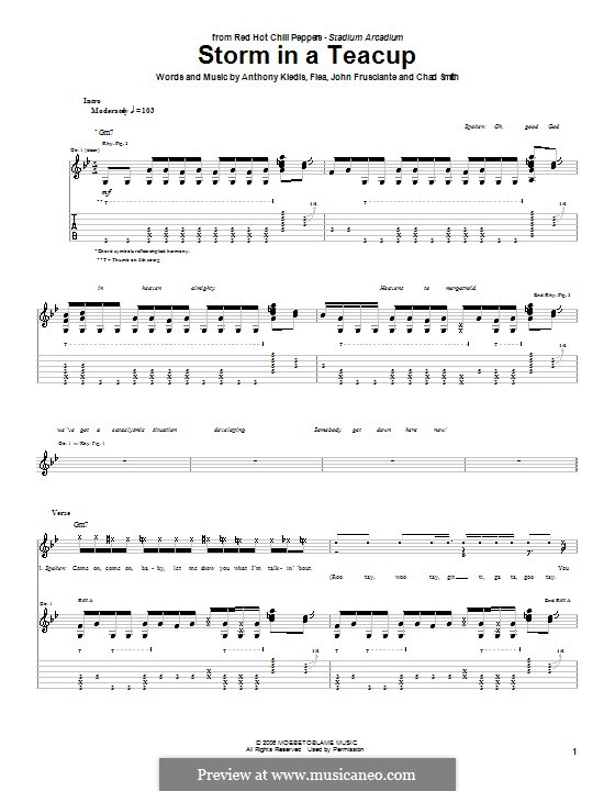 Storm in a Teacup (Red Hot Chili Peppers): Гитарная табулатура by Flea, Anthony Kiedis, Chad Smith, John Frusciante