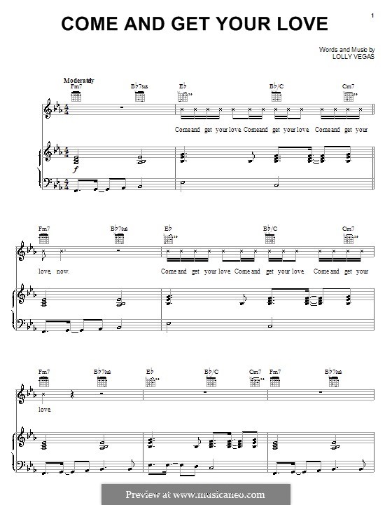 Come and Get Your Love: Для голоса и фортепиано (или гитары) by Lolly Vegas