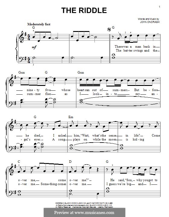 The Riddle (Five for Fighting): Для начинающего пианиста by John Ondrasik