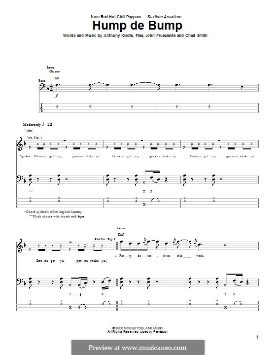 Hump de Bump (Red Hot Chili Peppers): Для бас-гитары с табулатурой by Flea, Anthony Kiedis, Chad Smith, John Frusciante