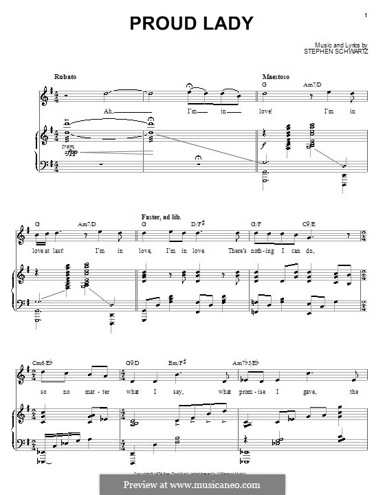 Proud Lady: Для голоса и фортепиано (или гитары) by Stephen Schwartz
