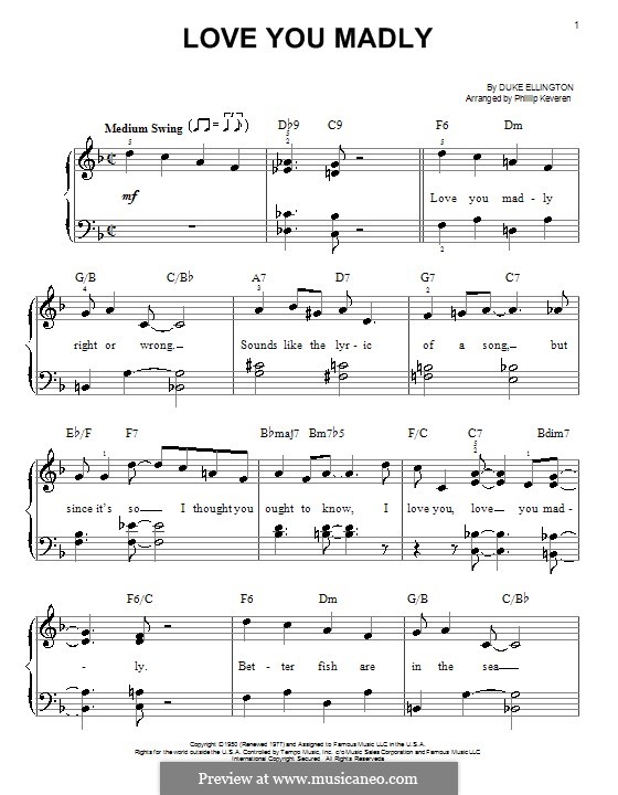 Love You Madly: Для фортепиано (легкий уровень) by Duke Ellington