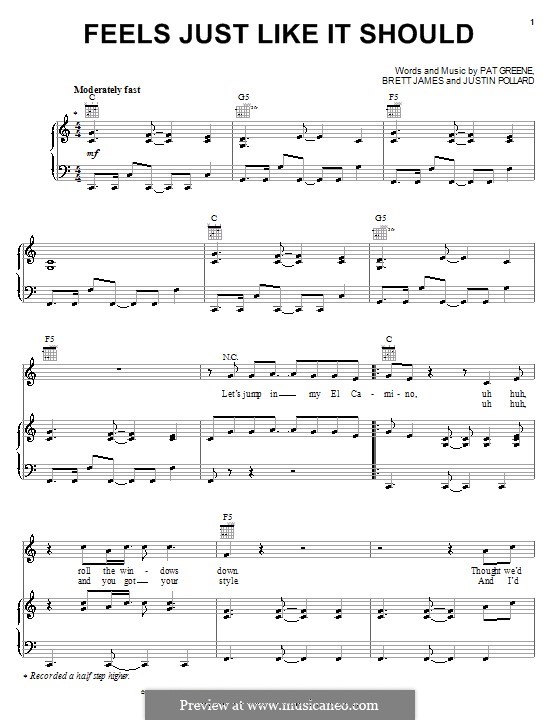 Feels Just Like It Should (Pat Green): Для голоса и фортепиано (или гитары) by Brett James, Justin Pollard
