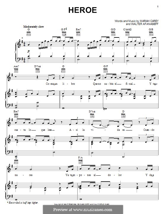 Hero: Для голоса и фортепиано или гитары (Il Divo) by Mariah Carey, Walter Afanasieff