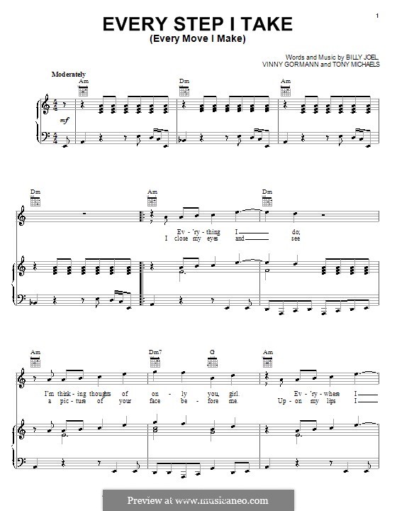 Every Step I Take (Every Move I Make): Для голоса и фортепиано или гитары (Billy Joel) by Tony Michaels, Vinny Gormann