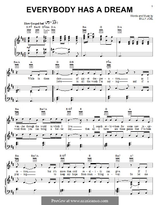 Everybody Has a Dream: Для голоса и фортепиано (или гитары) by Billy Joel