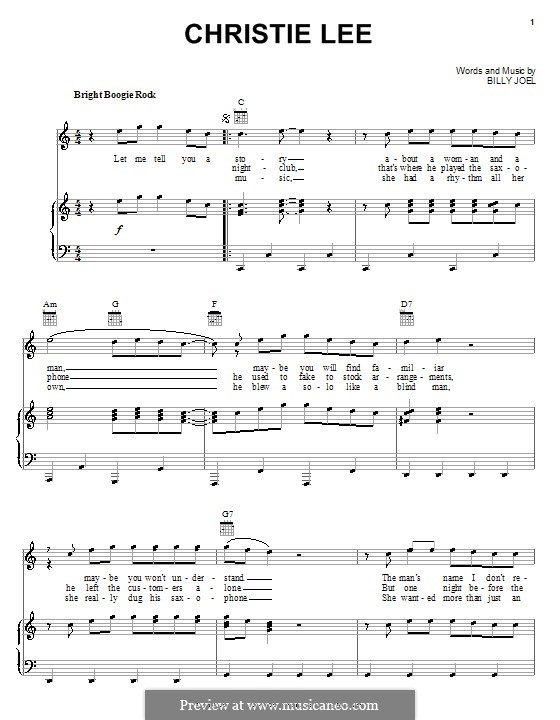 Christie Lee: Для голоса и фортепиано (или гитары) by Billy Joel