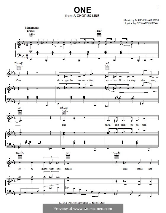 One (from A Chorus Line): Для голоса и фортепиано или гитары (Anita Kerr) by Marvin Hamlisch