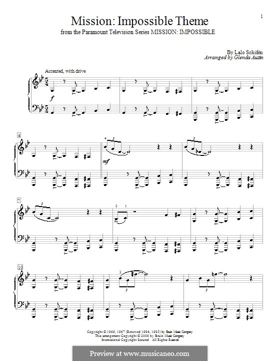Mission: Impossible Theme: Для фортепиано by Lalo Schifrin