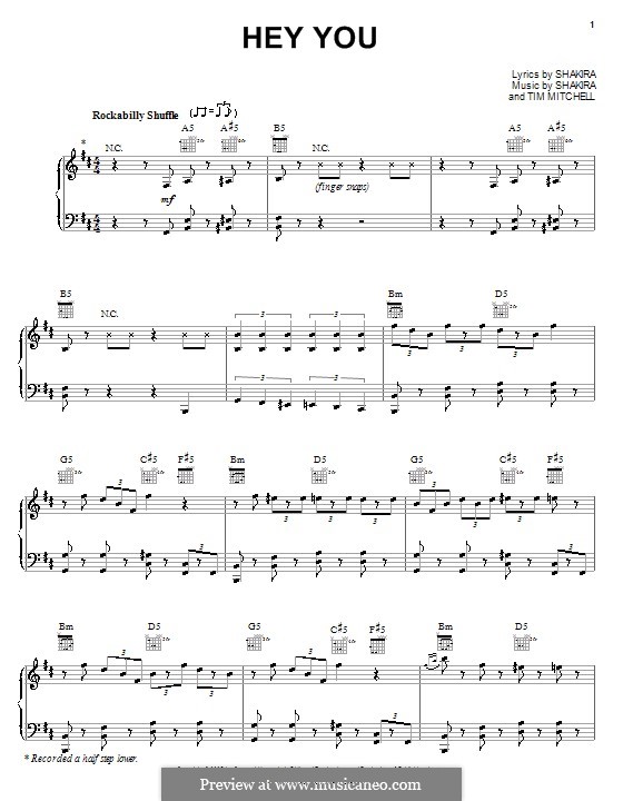 Hey You (Shakira): Для голоса и фортепиано (или гитары) by Tim Mitchell