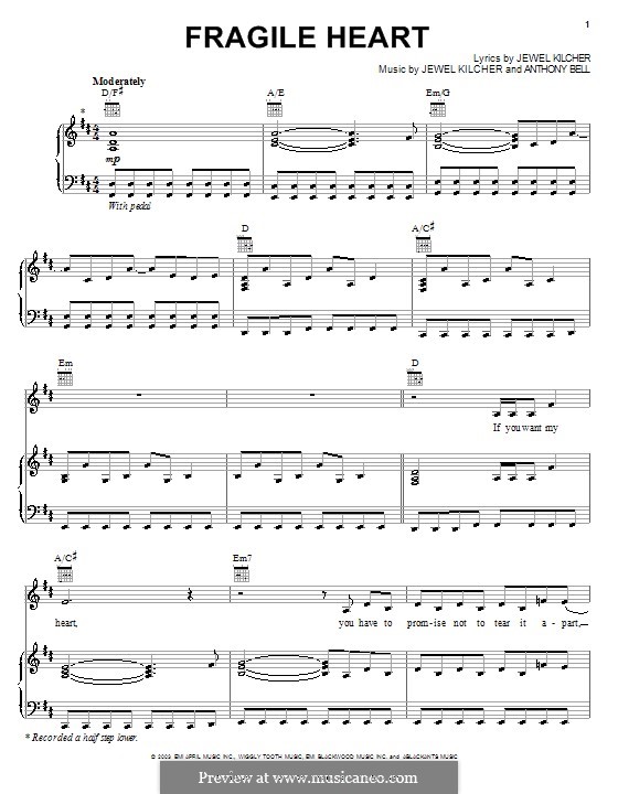 Fragile Heart (Jewel): Для голоса и фортепиано (или гитары) by Anthony Bell, Jewel Kilcher