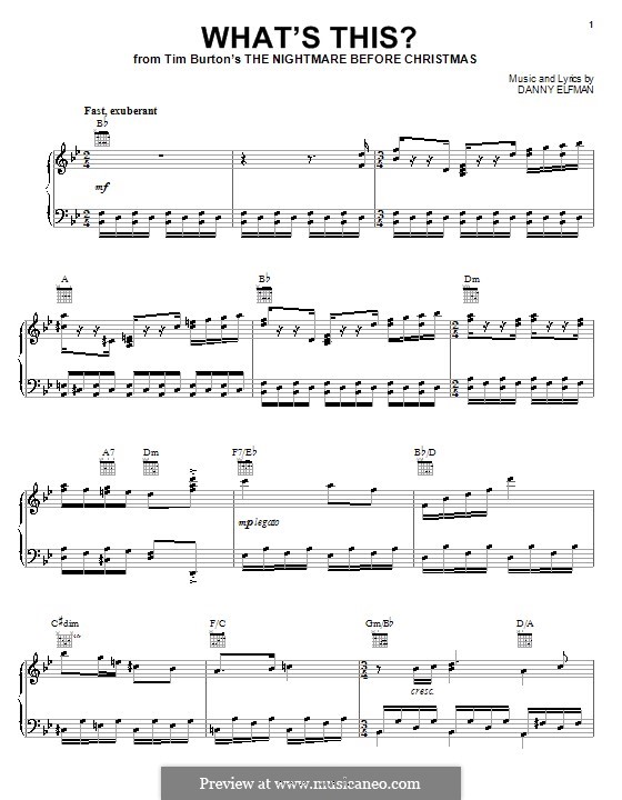 The Nightmare Before Christmas: What's This?, for voice and piano (or guitar) by Danny Elfman