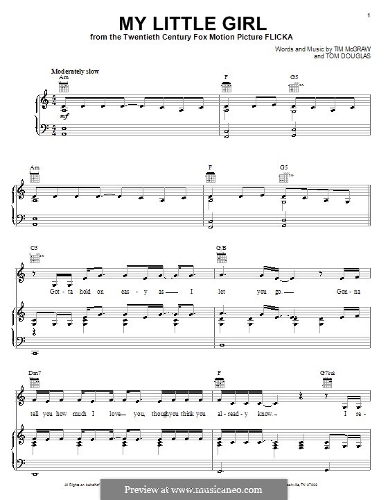 My Little Girl (Tim McGraw): Для голоса и фортепиано (или гитары) by Tom Douglas