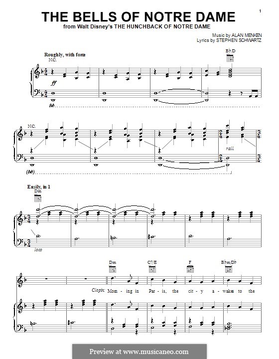 The Bells of Notre Dame: Для голоса и фортепиано (или гитары) by Stephen Schwartz