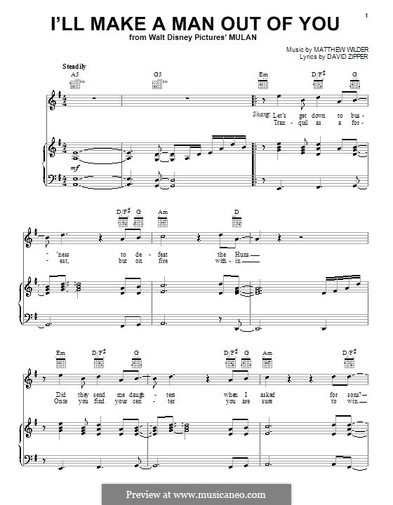 I'll Make a Man Out of You (from Mulan): Для голоса и фортепиано (или гитары) by Matthew Wilder