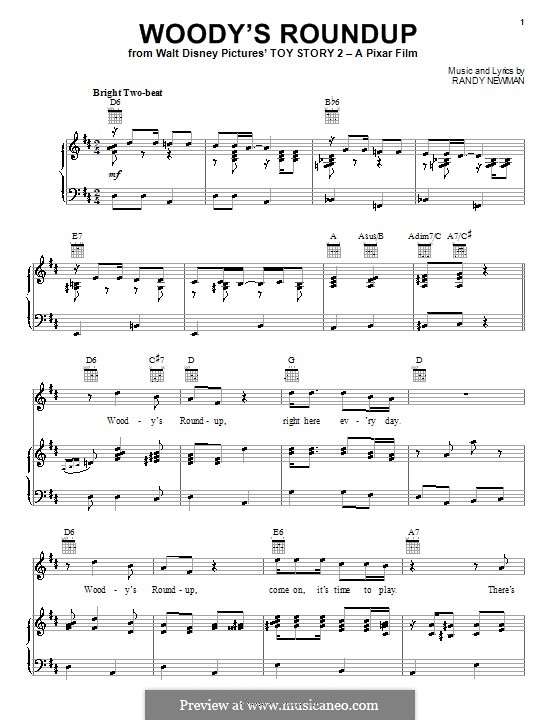 Woody's Roundup (from Toy Story 2): Для голоса и фортепиано (или гитары) by Randy Newman