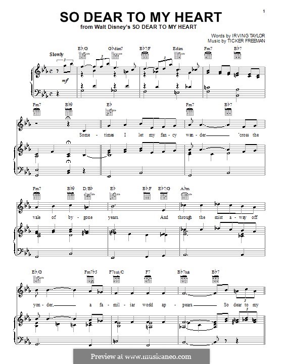 So Dear to My Heart (Peggy Lee): Для голоса и фортепиано (или гитары) by Irving Taylor, Ticker Freeman