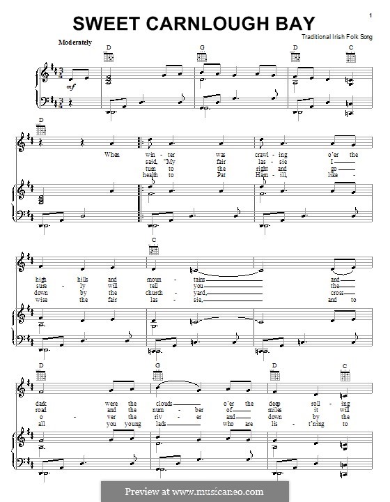 Sweet Carnloch Bay: Для голоса и фортепиано (или гитары) by folklore