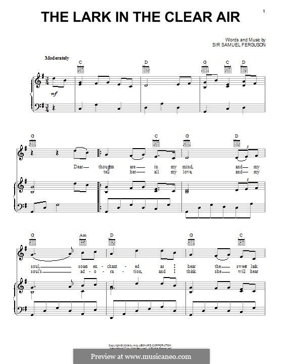 The Lark in the Clear Air: Для голоса и фортепиано (или гитары) by Sir Samuel Ferguson