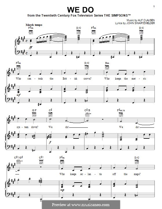 We Do (The Simpsons): Для голоса и фортепиано (или гитары) by Alf Clausen, John Swartzwelder