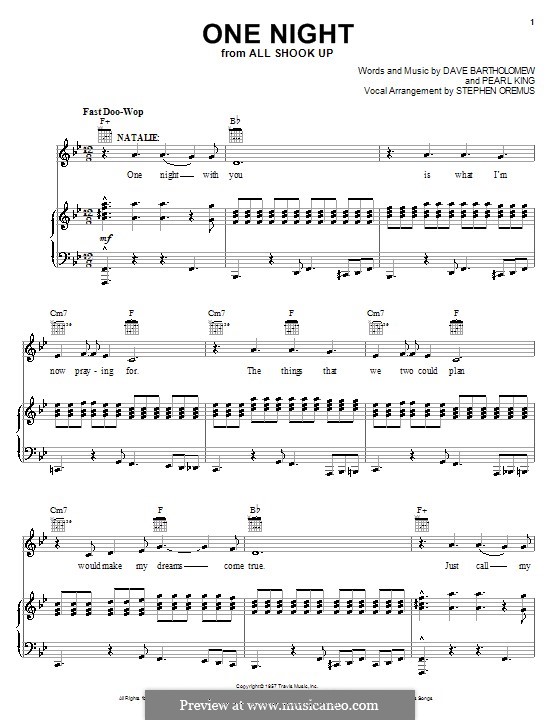 One Night (Elvis Presley): Для голоса и фортепиано (или гитары) by Anita Steiman, Dave Bartholomew, Pearl King
