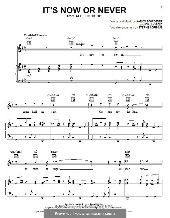 It's Now or Never (Elvis Presley): Для голоса и фортепиано (или гитары) by Eduardo di Capua, Aaron Schroeder, Wally Gold