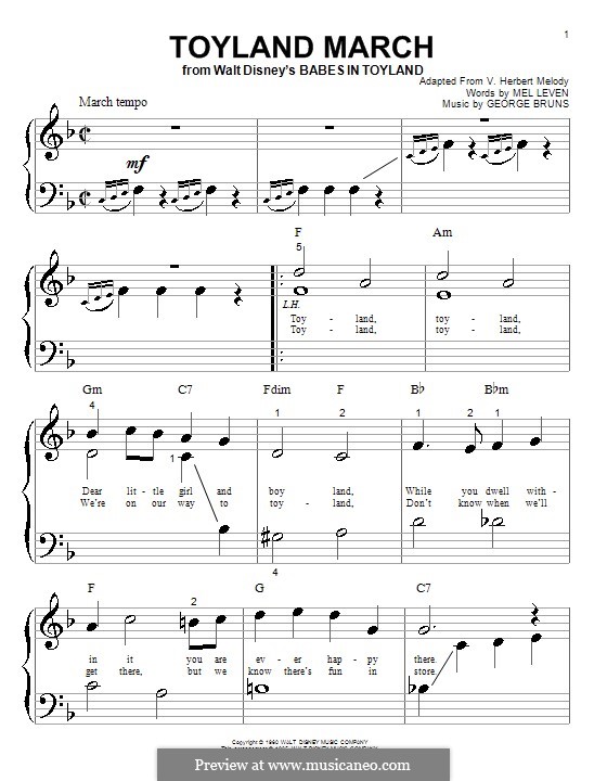 Toyland March: Для фортепиано (очень легкая версия) by George Bruns