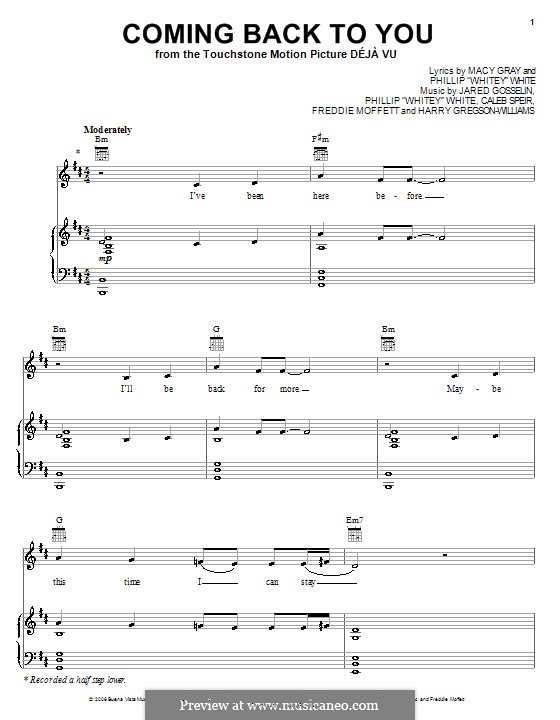 Coming Back To You (Macy Gray): Для голоса и фортепиано (или гитары) by Caleb Speir, Freddie Moffett, Harry Gregson-Williams, Jared Gosselin, Phillip 'Whitey' White