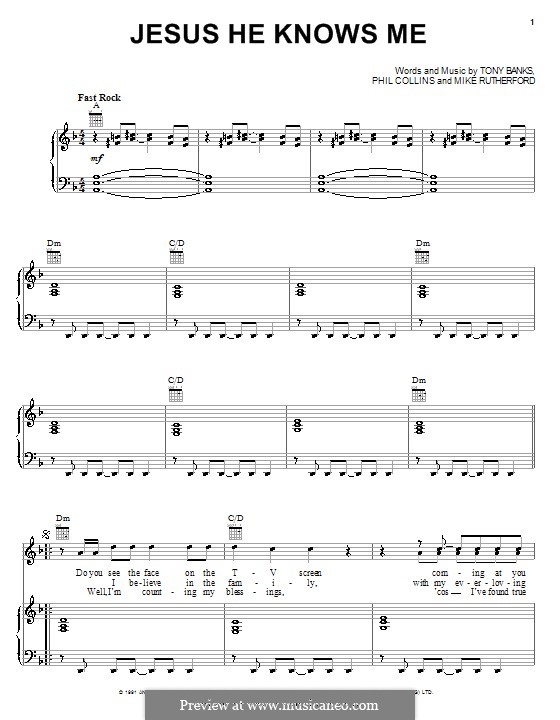Jesus He Knows Me (Genesis): Для голоса и фортепиано (или гитары) by Tony Banks, Mike Rutherford, Phil Collins