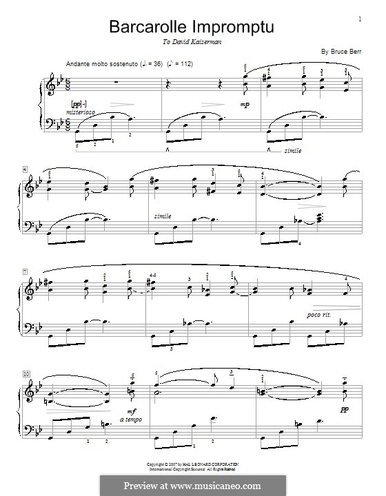 Barcarolle Impromptu: Для фортепиано by Bruce Berr