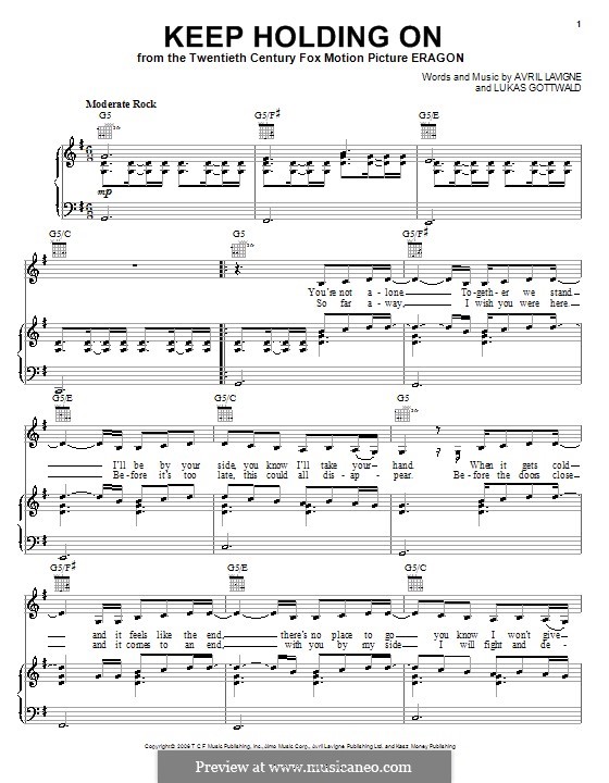 Keep Holding On: Для голоса и фортепиано (или гитары) by Avril Lavigne, Lukas Gottwald