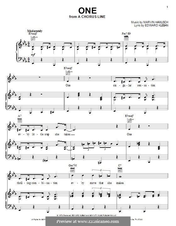 One (from A Chorus Line): Для голоса и фортепиано или гитары (Anita Kerr) by Marvin Hamlisch