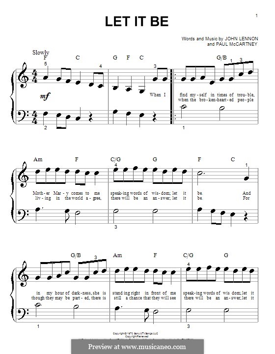 Piano version: Очень легкая версия by John Lennon, Paul McCartney