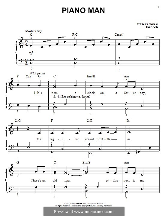Piano Man: Для фортепиано (легкий уровень) by Billy Joel