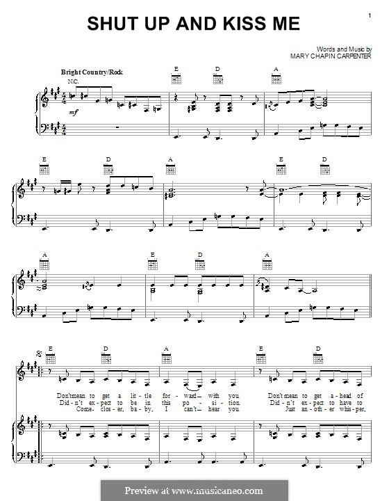 Shut Up and Kiss Me: Для голоса и фортепиано (или гитары) by Mary Chapin Carpenter