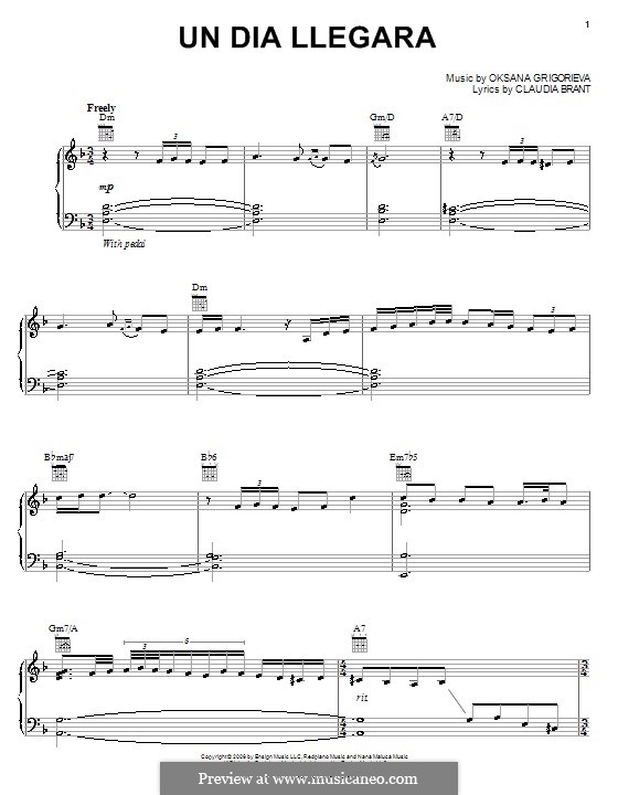 Un Dia Llegara (Josh Groban): Для голоса и фортепиано (или гитары) by Claudia Brant, Oksana Grigorieva