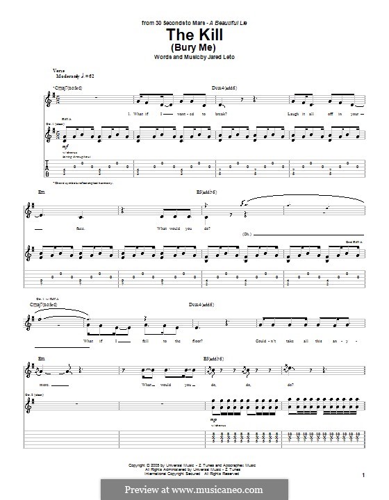 The Kill (Bury Me): Для гитары by Jared Leto