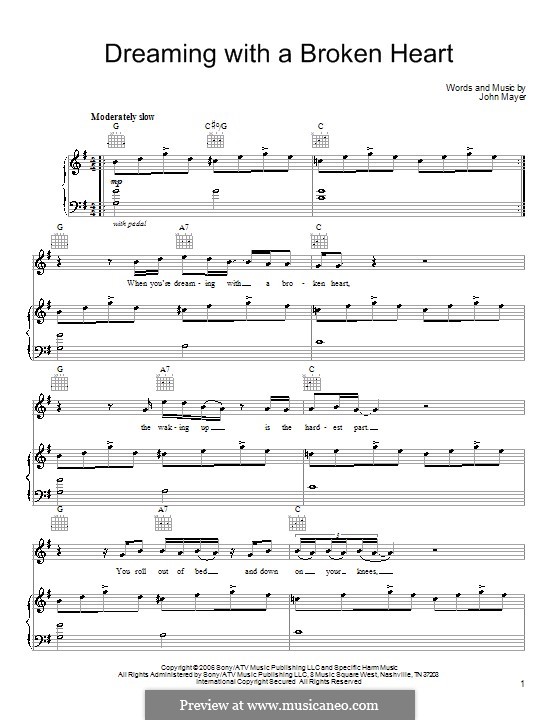 Dreaming with a Broken Heart: Для голоса и фортепиано (или гитары) by John Mayer