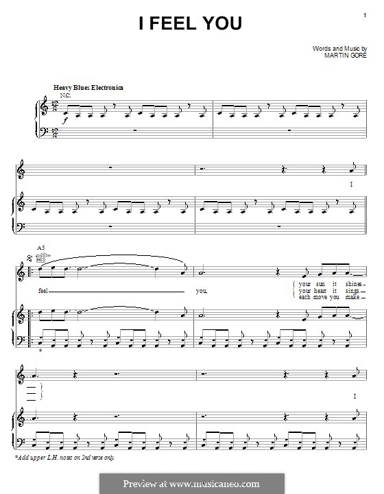 I Feel You (Depeche Mode): Для голоса и фортепиано (или гитары) by Martin Gore