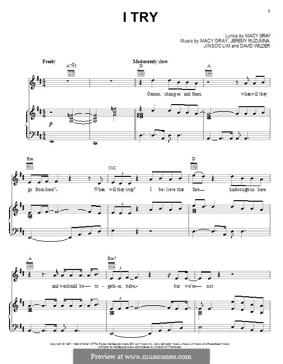 I Try: Для голоса и фортепиано (или гитары) by David Wilder, Jeremy Ruzumna, Jinsoo Lim, Macy Gray