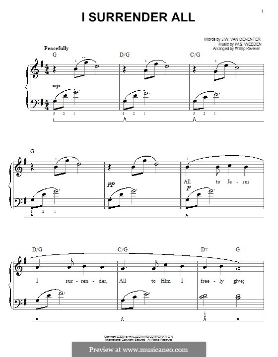 Всё Иисусу отдаю я: Для фортепиано (легкий уровень) by Winfield Scott Weeden