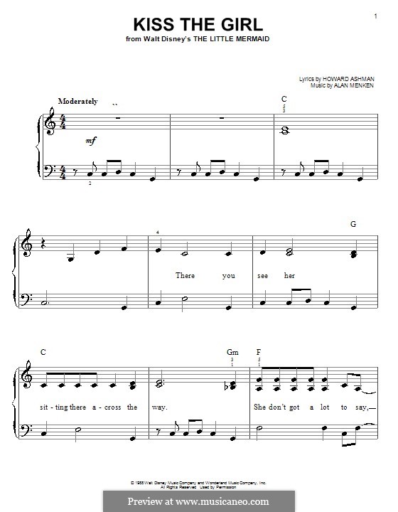 Kiss the Girl (from The Little Mermaid): Для начинающего пианиста by Alan Menken