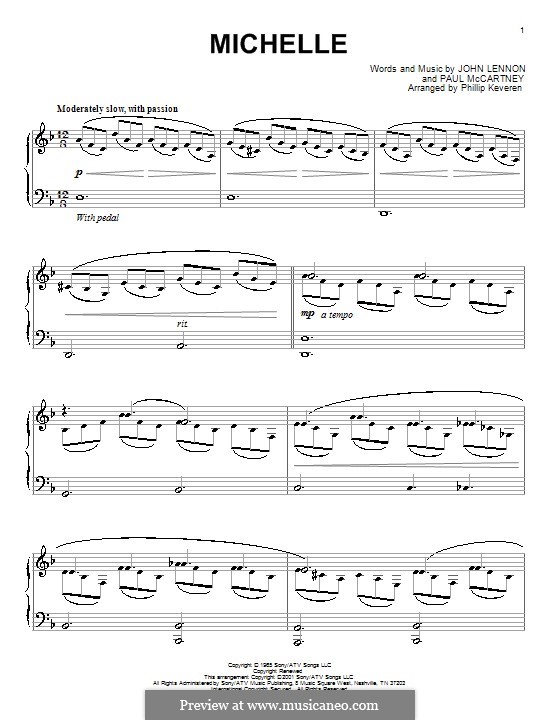 Michelle (The Beatles), for One Instrument: Для фортепиано. Версия Keveren by John Lennon, Paul McCartney