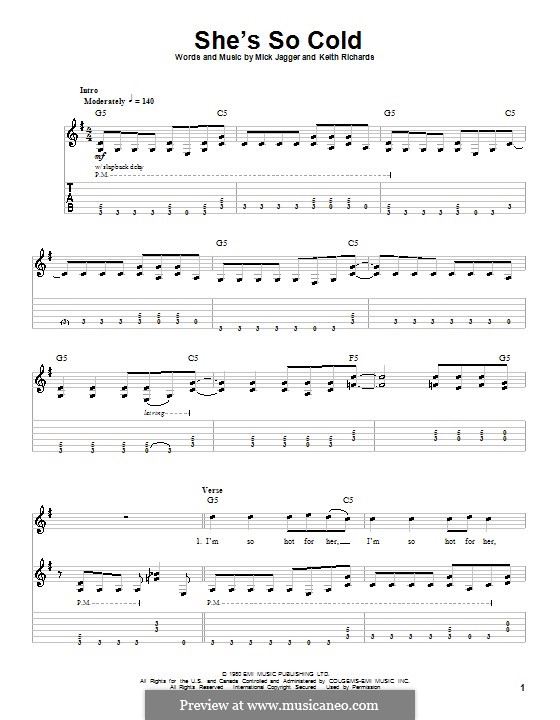 She's So Cold (The Rolling Stones): Гитарная табулатура by Keith Richards, Mick Jagger