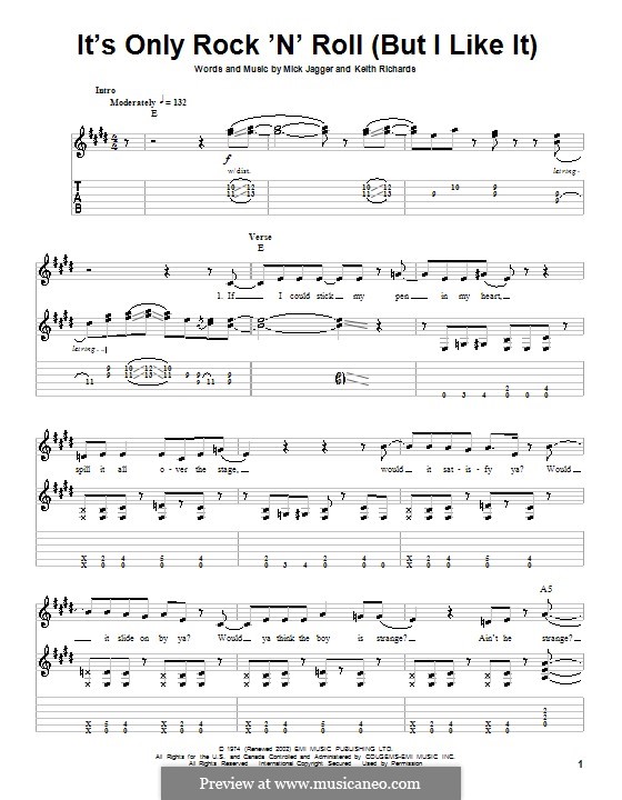 It's Only Rock 'n' Roll (But I Like It): Гитарная табулатура (The Rolling Stones) by Keith Richards, Mick Jagger