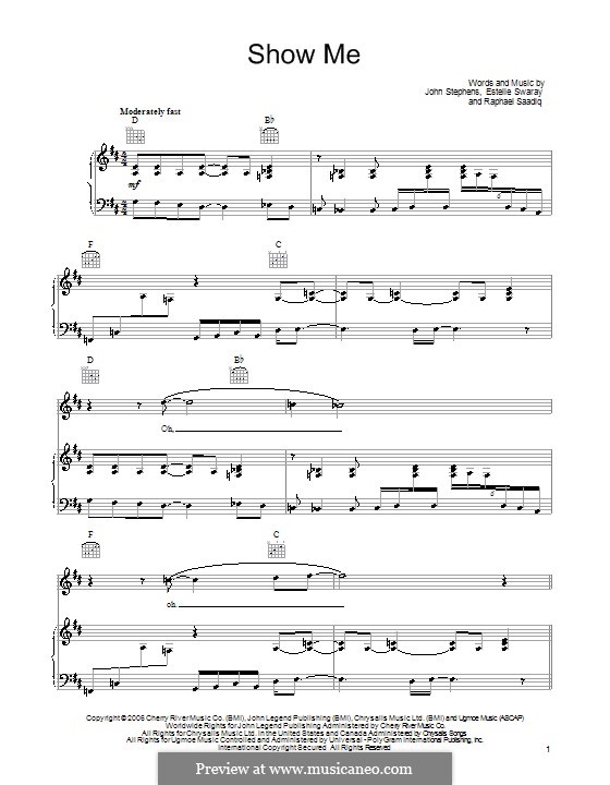 Show Me (John Legend): Для голоса и фортепиано (или гитары) by Estelle Swaray, John Stephens, Raphael Saadiq