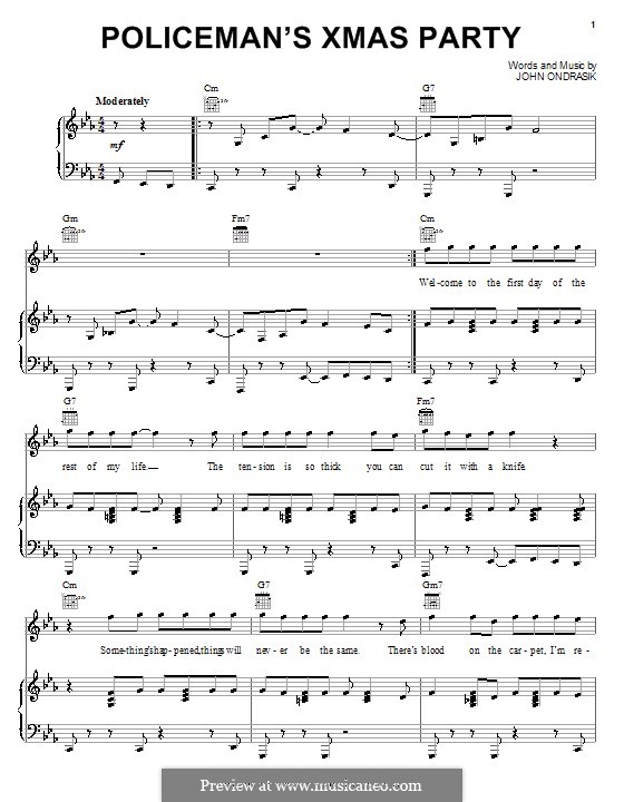 Policeman's Xmas Party (Five for Fighting): Для голоса и фортепиано (или гитары) by John Ondrasik