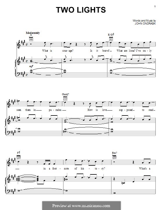 Two Lights (Five for Fighting): Для голоса и фортепиано (или гитары) by John Ondrasik