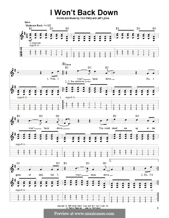 I Won't Back Down: Для гитары с табулатурой by Jeff Lynne